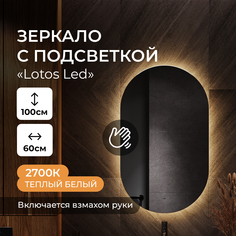 Зеркало в ванную TAIRIKUDO Lotos ЗЛП4074 с теплой подсветкой, овальное, настенное, 60х100