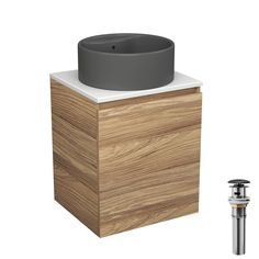 Тумба Bau Dream Blackwood 50 с дверцей,раковина BAU Element D41,темно-серая,выпуск Bauedge