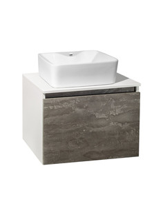 Тумба с раковиной Runo Бари 60 железный камень с раковиной Lavello 48х37 РУНО