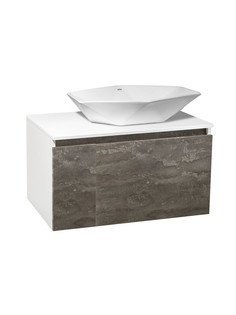 Тумба с раковиной Runo Бари 80 железный камень с раковиной Poligono 64х40 (многоугол.) РУНО