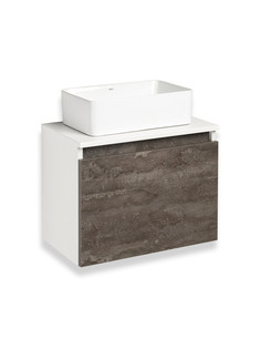 Тумба с раковиной Runo Бари 50 железный камень с раковиной DUO 38 РУНО