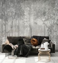 Фотообои Dekor Vinil "Абстрактный лес в серых оттенках" 300х270 см