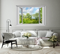 Фотообои Dekor Vinil постер с природой "Вид из окна "Летний день" 100х150 см