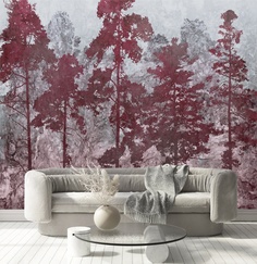 Фотообои Dekor Vinil Абстрактный лес в бардовых оттенках 300х270 см