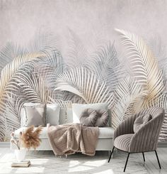 Фотообои Dekor Vinil "Листья пальмы в пастельных оттенках" 300х270 см