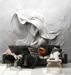 Фотообои Dekor Vinil "Девушка в шляпе, 3D" 300х270 см