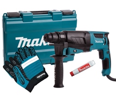 Перфоратор Makita HR2630, 800 Вт + перчатки PGH-160350-XL + смазка для буров, PT1051