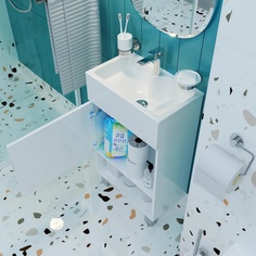 Тумба с раковиной в ванную 1Marka July 50 см напольная цвет Белый глянец У85932