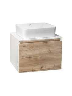 Тумба с раковиной Runo Бари 60 крафтовый дуб с раковиной Bella 41x41 РУНО