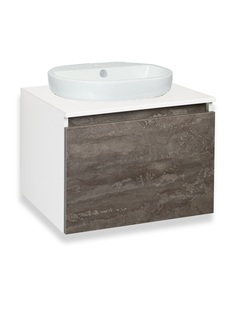 Тумба с раковиной Runo Бари 60 железный камень, с раковиной Nuovo 51*39 с выпуском РУНО