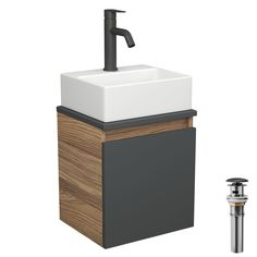 Тумба Bau Dream Blackwood 35,раковина BAU Cerama Mini,смеситель Hotel Dream Black,выпуск Bauedge