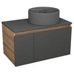 Тумба Bau Dream Blackwood графит 80, раковина круглая накладная BAU Element D41 Bauedge