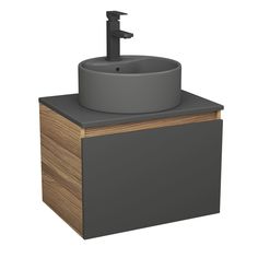 Комплект: тумба Bau Dream Blackwood графит 60,раковина BAU Element,смеситель Hotel Black Bauedge