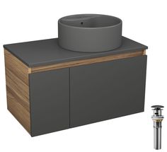 Комплект: тумба Bau Dream Blackwood графит 80,раковина BAU Element D41,выпуск Bauedge