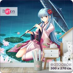 Фотообои флизелиновые Bartonwall 3d Детские для подростка Аниме 300х270 см