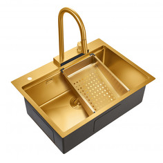 Кухонная мойка со смесителем Milacio Denia 68 Steel (MC.77418) золото