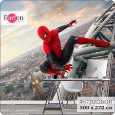 Фотообои флизелиновые Bartonwall 3d Детские Супергерои Человек Паук 300х270 см K087