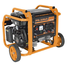 Бензиновый генератор CARVER PPG- 3600АM, 220/12 В, 2.8кВт, на колёсах [01.020.00026]