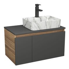 Комплект: тумба Bau Dream Blackwood 80,раковина BAU Cerama 48х37,смеситель Hotel Black Bauedge