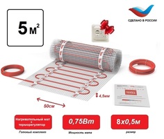 Теплый пол электрический под плитку СТН Light 5 кв.м. + терморегулятор 526062016