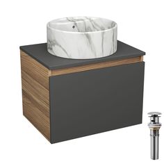 Комплект: тумба Bau Dream Blackwood графит 60,раковина BAU Element D41,мрамор,выпуск Bauedge