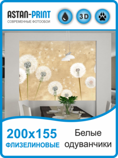 Флизелиновые фотообои Astan Белые одуванчики 200х155 бежевый белый