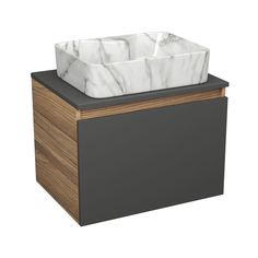 Комплект: тумба Bau Dream Blackwood графит 60,раковина BAU Cerama 48х37,мрамор Bauedge