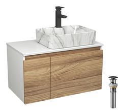 Комплект: тумба Bau Dream Blackwood 80,раковина BAU Cerama,смеситель Hotel Black,выпуск Bauedge