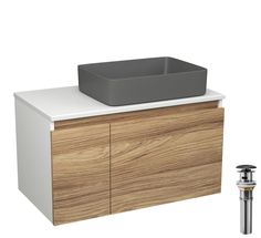 Комплект: тумба Bau Dream Blackwood 80,раковина BAU Hotel 48х37,выпуск клик клак,черный Bauedge