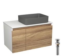 Комплект: тумба Bau Dream Blackwood 80,раковина BAU Hotel 48х37,выпуск клик клак,хром Bauedge