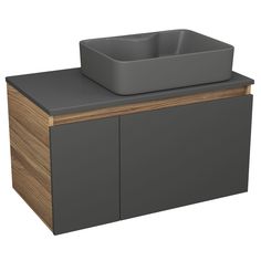 Комплект: тумба Bau Dream Blackwood графит 80,раковина BAU Cerama 48х37,темно-серая Bauedge