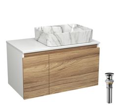 Комплект: тумба Bau Dream Blackwood 80,раковина BAU Cerama 48х37,мрамор,выпуск Bauedge