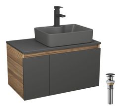 Комплект: тумба Bau Dream Blackwood 80,раковина BAU Cerama,смеситель Hotel Black,выпуск Bauedge