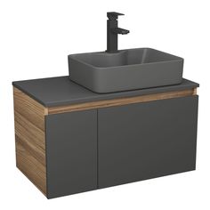 Комплект: тумба Bau Dream Blackwood 80,раковина BAU Cerama 48х37,смеситель Hotel Black Bauedge