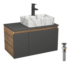 Комплект: тумба Bau Dream Blackwood 80,раковина BAU Cerama,смеситель Hotel Black,выпуск Bauedge