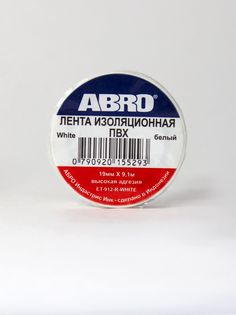 Изолента, ABRO, белая 19мм-9,1м, ET-912-R-WHITE