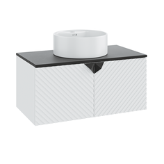 Тумба с раковиной Runo Андорра 85, белый матовый-чрный, раковина Sole D 40 РУНО