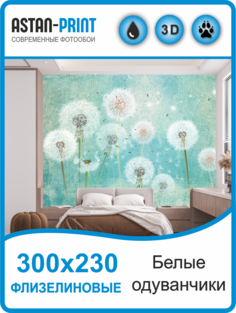 Флизелиновые фотообои Astan Белые одуванчики 300х230