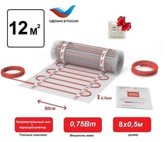 Теплый пол электрический под плитку СТН 12 кв.м. + терморегулятор
