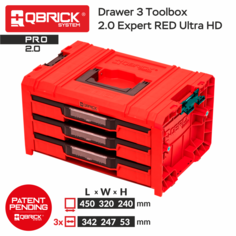 Ящик с набором органайзеров QBRICK SYSTEM PRO Drawer 3 Toolbox Expert RED Ultra HD