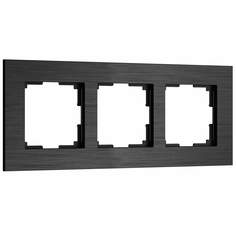 Рамка для розетки/выключателя из металла на 3 поста Werkel AluMax W0033508 черный алюминий