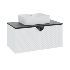 Тумба с раковиной Runo Андорра 85, белый матовый-чрный, раковина Lavello РУНО