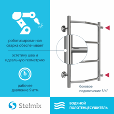 Водяной полотенцесушитель STELMIX Прямая (форма) П4 400х600 бп 500 мм.