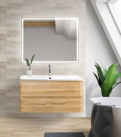 База под раковину подвесная с двумя выкатными ящиками, Rovere Rustico, 900x450x500, ALBANO Bel Bagno