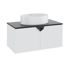 Тумба с раковиной Runo Андорра 85, белый матовый-чрный, раковина OVALE 50+выпуск РУНО