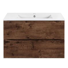 Тумба под раковину Vincea Mia Slim 800 подвесная, 2 выкатных ящика soft close, R.Wood