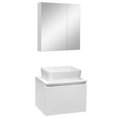 Мебель для ванной Бари 60 белый, умывальник TRE 48, с зеркалом Лада 60 белый РУНО