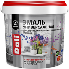 Эмаль Универсальная Dali 0.9кг Серый без Запаха, Акриловая Полуматовая / Дали.