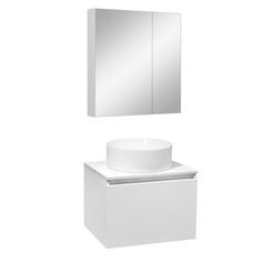 Мебель для ванной Бари 60 белый, умывальник PALLA D41, с зеркалом Лада 60 белый РУНО