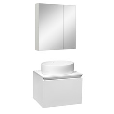 Мебель для ванной Бари 60 белый, умывальник OVALE 50, с зеркалом Лада 60 белый РУНО